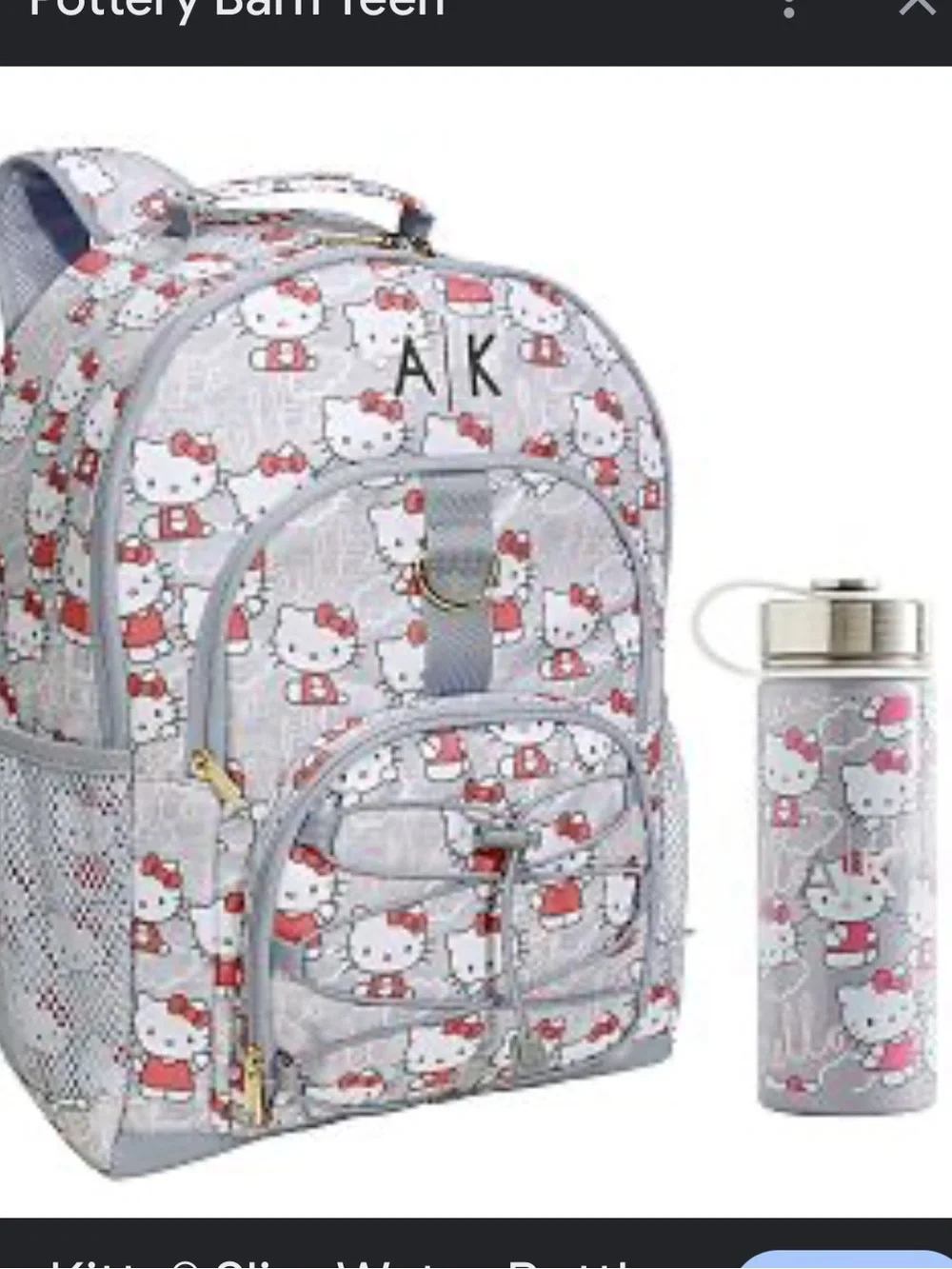 Pottery Barn X Hello Kitty Gear-up Backpack & Water bottle